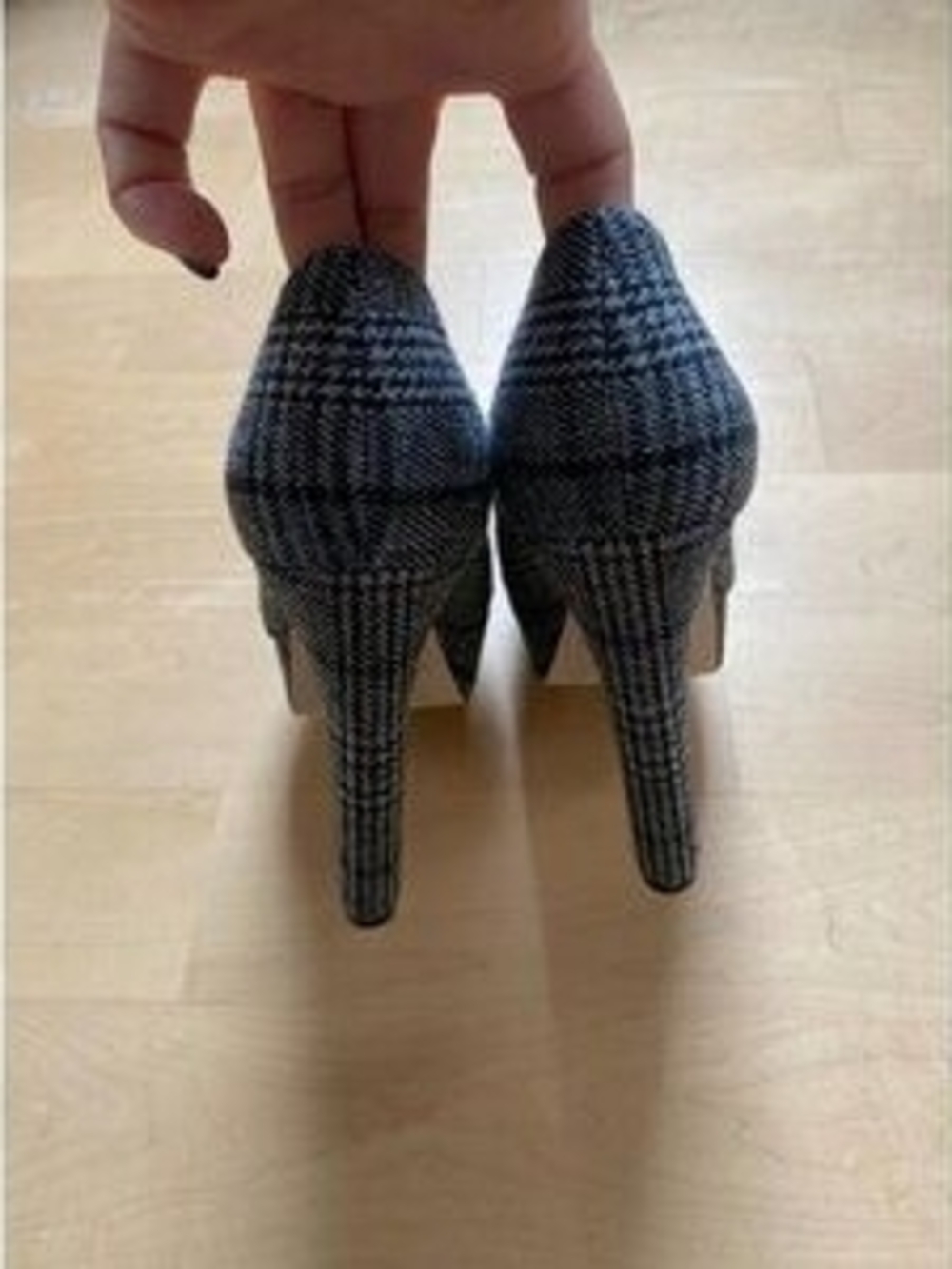 bloom Gray Plaid Platform Pumps - Women's High Heels - Picture 3 of 6